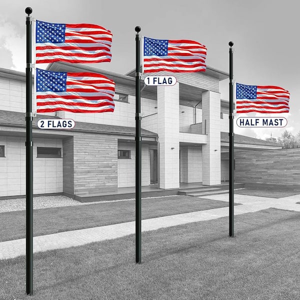 Cisvio 30 ft. Aluminum Telescopic Flag Pole Kit Flagpole 3'x5' US Flag &  Ball Top for Commercial Residential Outdoor D0102HII94A - The Home Depot