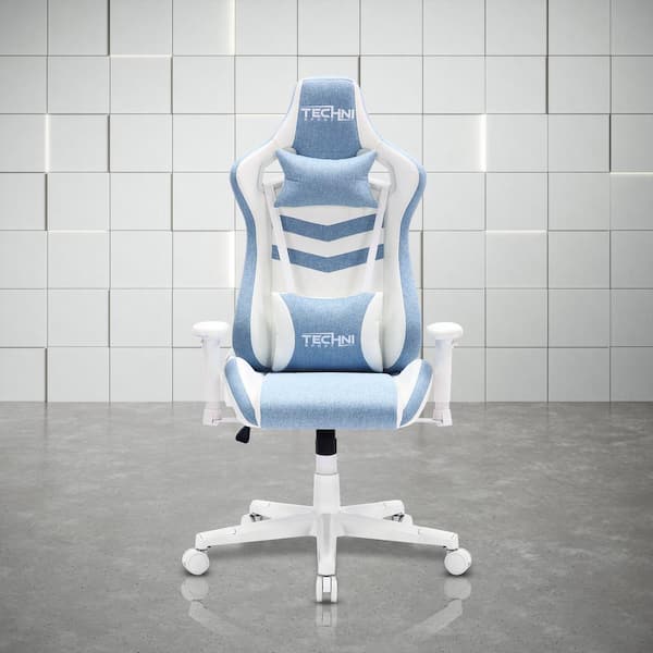Techni Sport TS86 Blue Ergonomic Pastel Fabric Gaming Chair with Adjustable Arms