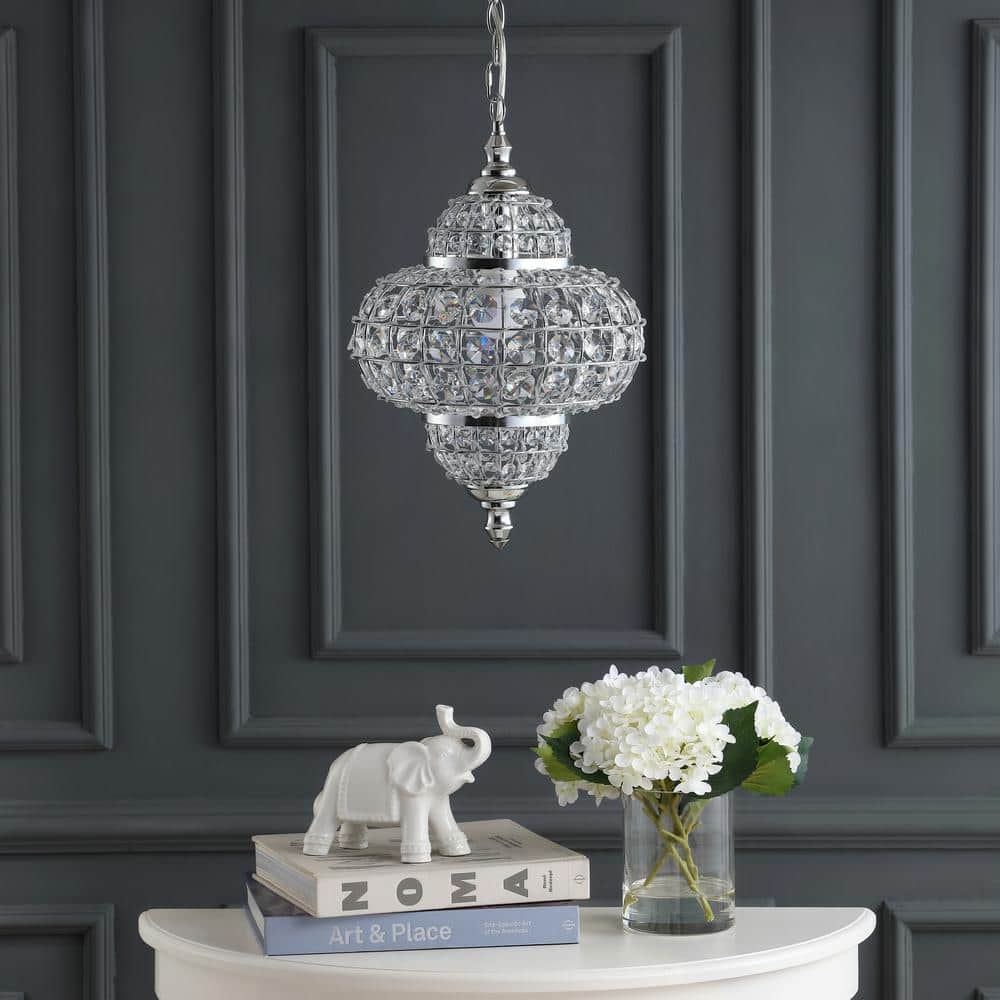 Juliette 19.5" Chrome and Crystal Modern LED Pendant Light