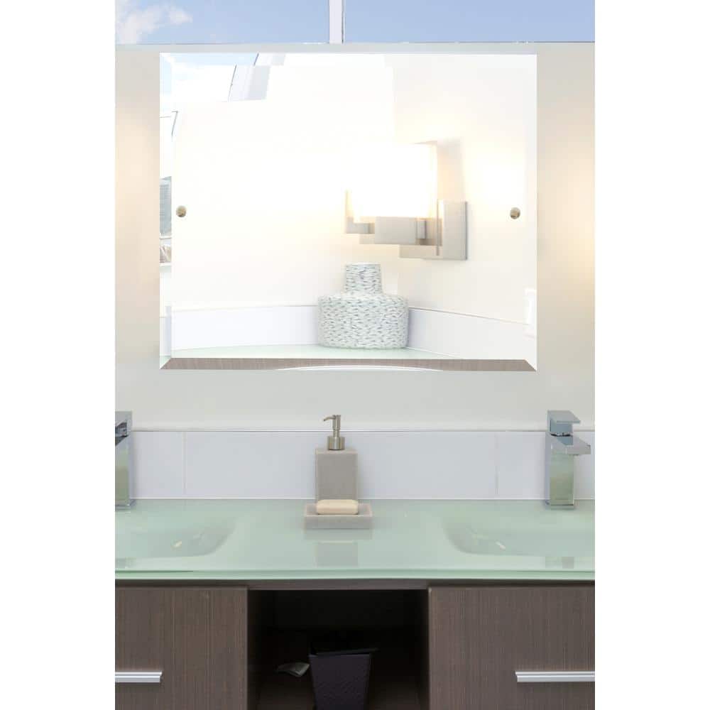 Frameless Rectangular Tilt Mirror with Brushed Bronze Mount