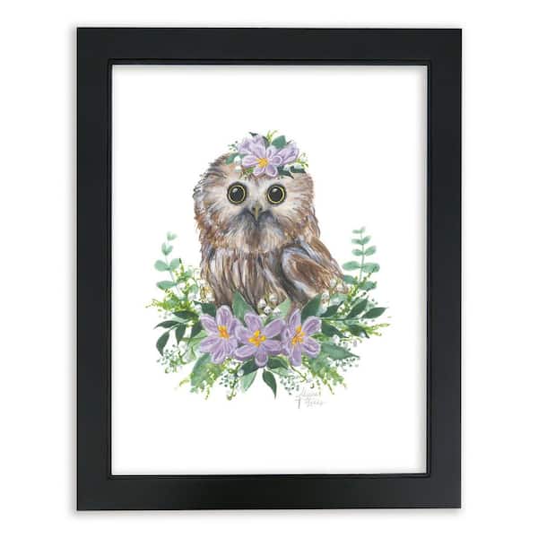 Unbranded Woodland Littles 1 "Owl" by Alyssa Lewis Individual Black Framed Animal Art Print 24 in. x 18 in.
