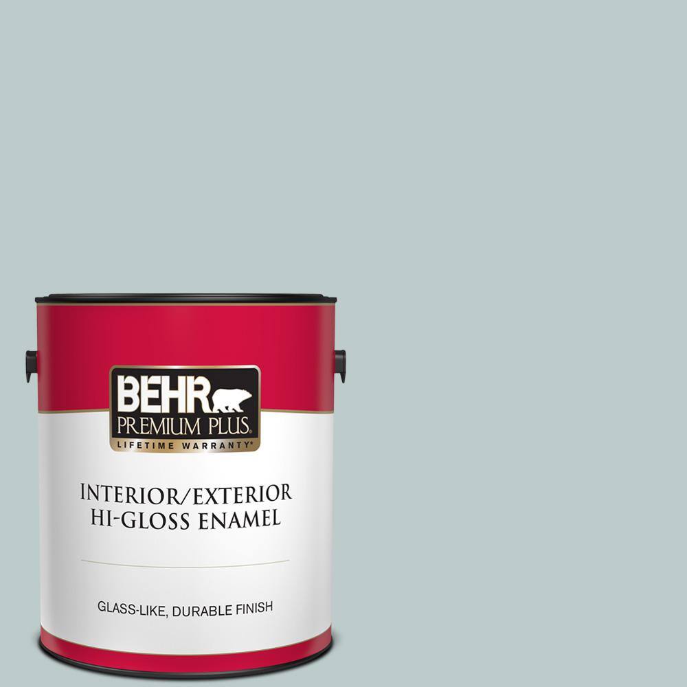 Behr Premium Plus 1 Gal N440 2 Urban Raincoat Hi Gloss Enamel Interior Exterior Paint The Home Depot