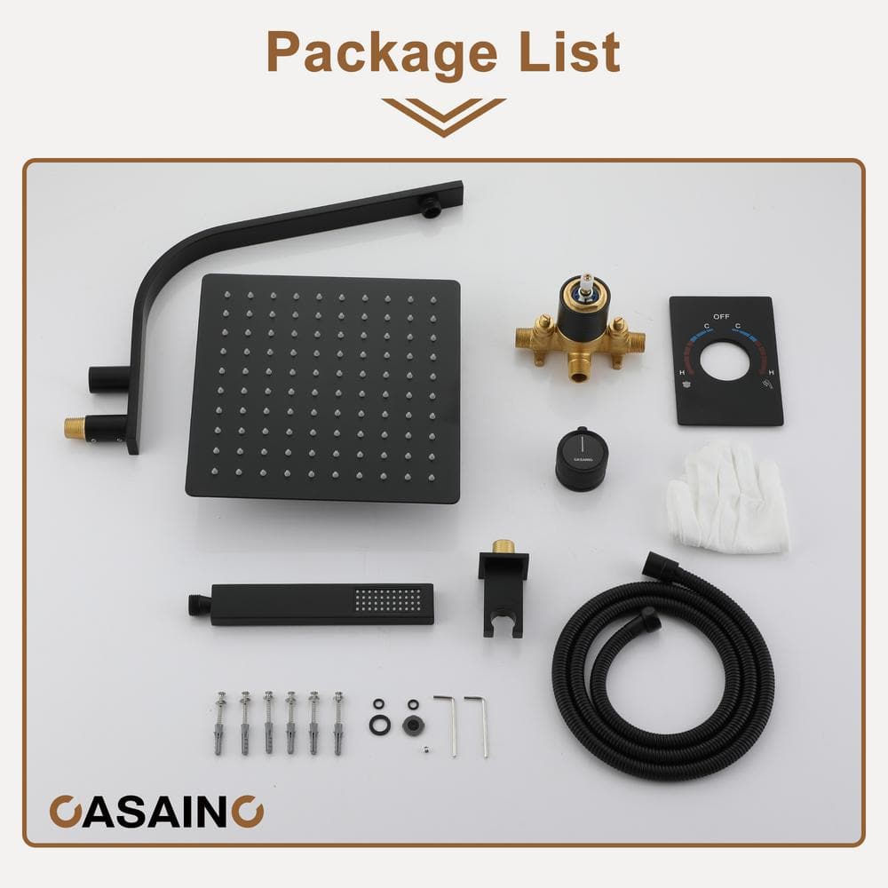 Matte Black Wall Mounted Rainfall Shower System with Handheld
