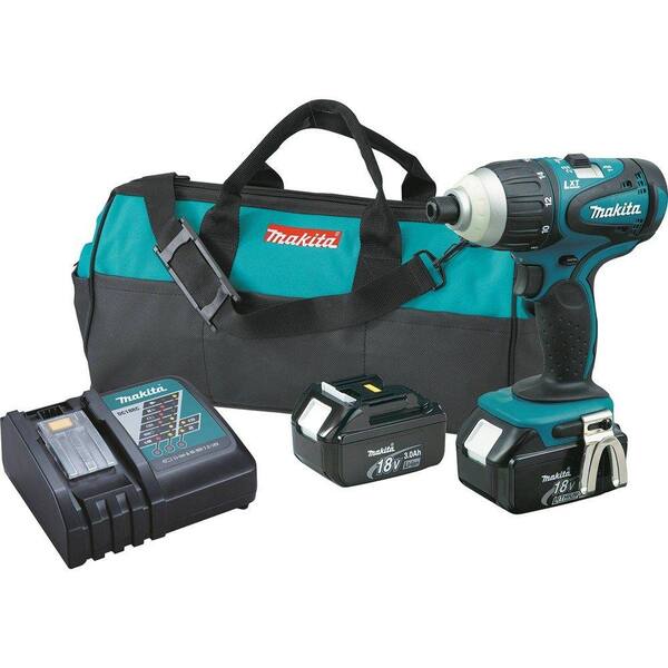 Makita 18-Volt LXT Lithium-Ion 1/4 in. Cordless Hybrid Impact Driver Kit with (2) Batteries 3.0Ah, Charger and Tool Bag
