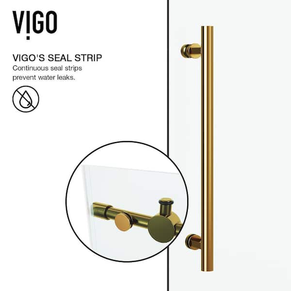Winslow 36 in. L x 48 in. W x 80 in. H Frameless Sliding Shower Enclosure Kit in Matte Brushed Gold with Clear Glass