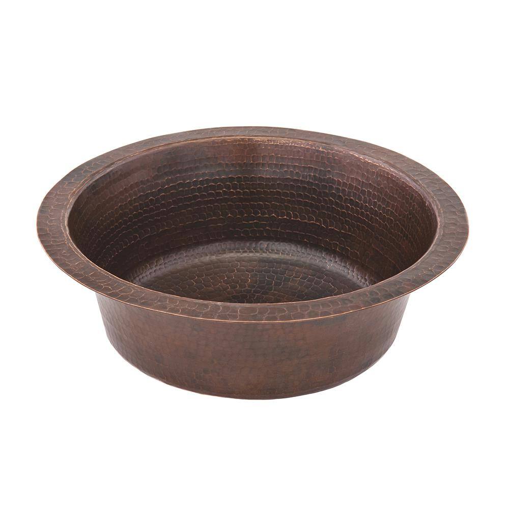 14" Round Hammered Copper Bar Sink in Oil Rubbed Bronze Finish