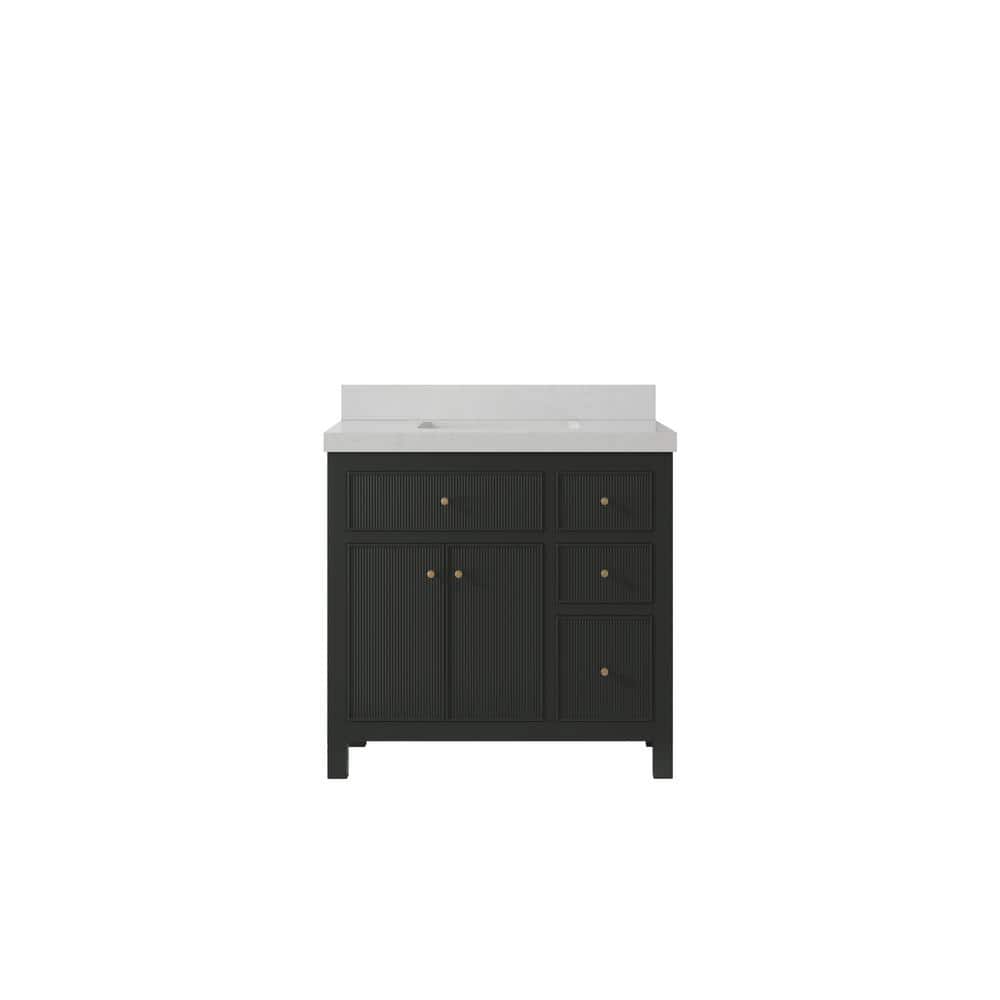 "Sonoma 36 in. W x 22 in. D x 36 in. H Single Sink Bath Vanity Center in Black Top with 2"" Carrara Marble Top" price history on PriceWatchPro