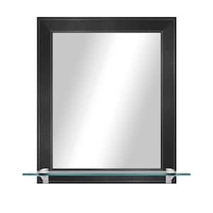 21.5 in. W x 25.5 in. H Rectangle Black Steel Vertical Mirror with Tempered Glass Shelf/Chrome Brackets