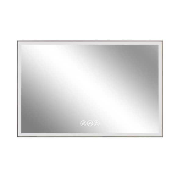 48 in W x 32 in. H LED Framed Bathroom Vanity Mirror, Aluminum Frame with 45° Beveled Angle Beveled Lights