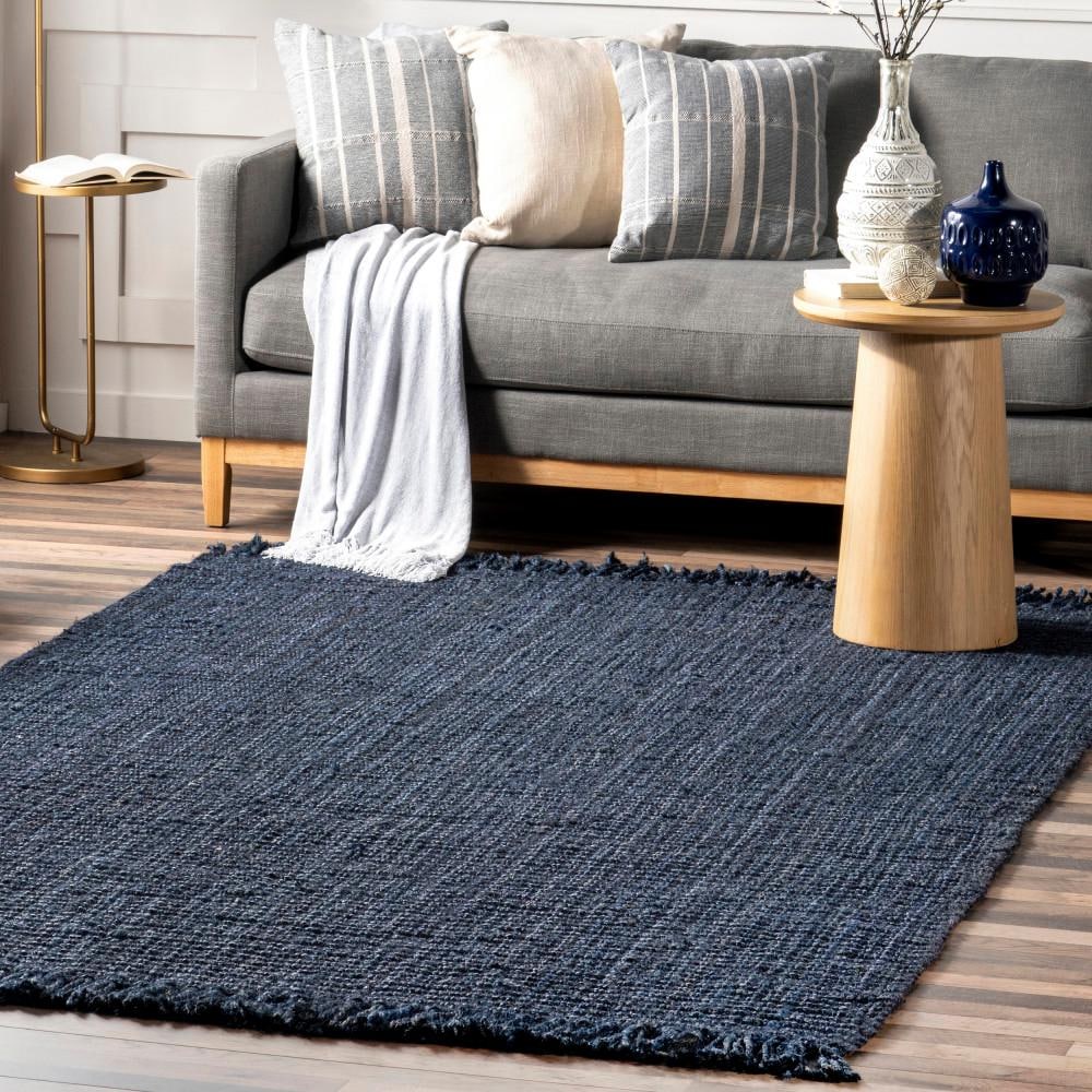nuLOOM Daniela Chunky Jute Navy 2' 6" x 8' Farmhouse Runner Rug