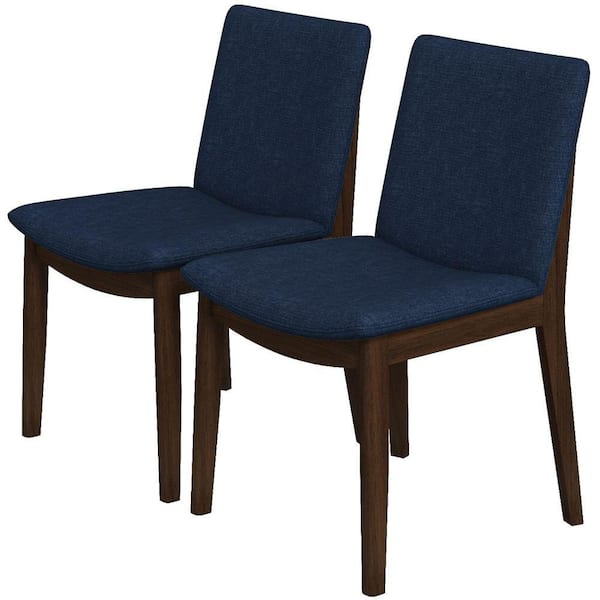 Valentine Mid-Century Modern Blue Fabric Dining Chair (Set of 2)