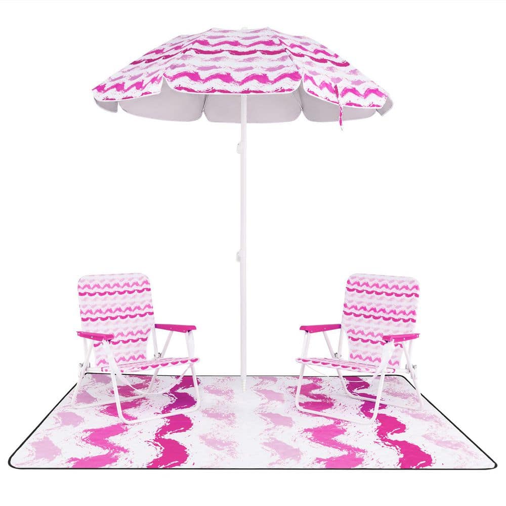 Foldable Metal Outdoor Chairs and Picnic Blanket and Umbrella, Pink price history on PriceWatchPro