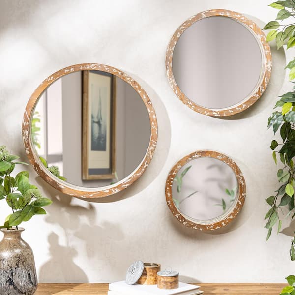 Gerson Asst Cream Round Wall Mirrors (Set of 3) 94149EC - The Home Depot