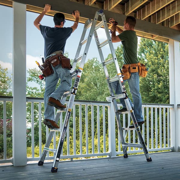 Werner - 22 ft. Reach Aluminum 5-in-1 Multi-Position Pro Ladder with Powerlite Rails 375 lbs. Load Capacity Type IAA Duty Rating