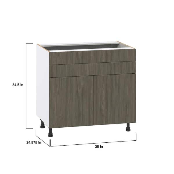 J COLLECTION Medora textured 36 in. W x 34.5 in. H x 24 in. D in Slab Walnut Assembled Base Kitchen Cabinet for Cooktop