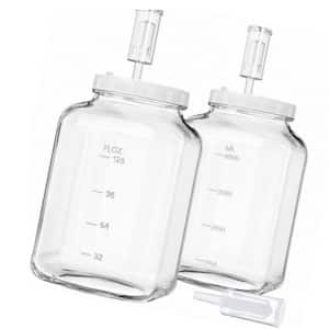 2 Pack 1.5 Gal. Large Fermentation Jars with 2 Airtight Lids and 3 Airlocks, Wide Mouth Glass Mason Jar with Scale Mark