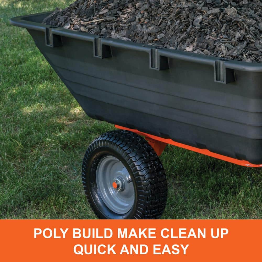 Heavy-Duty Black Poly Dump Cart with Orange Frame