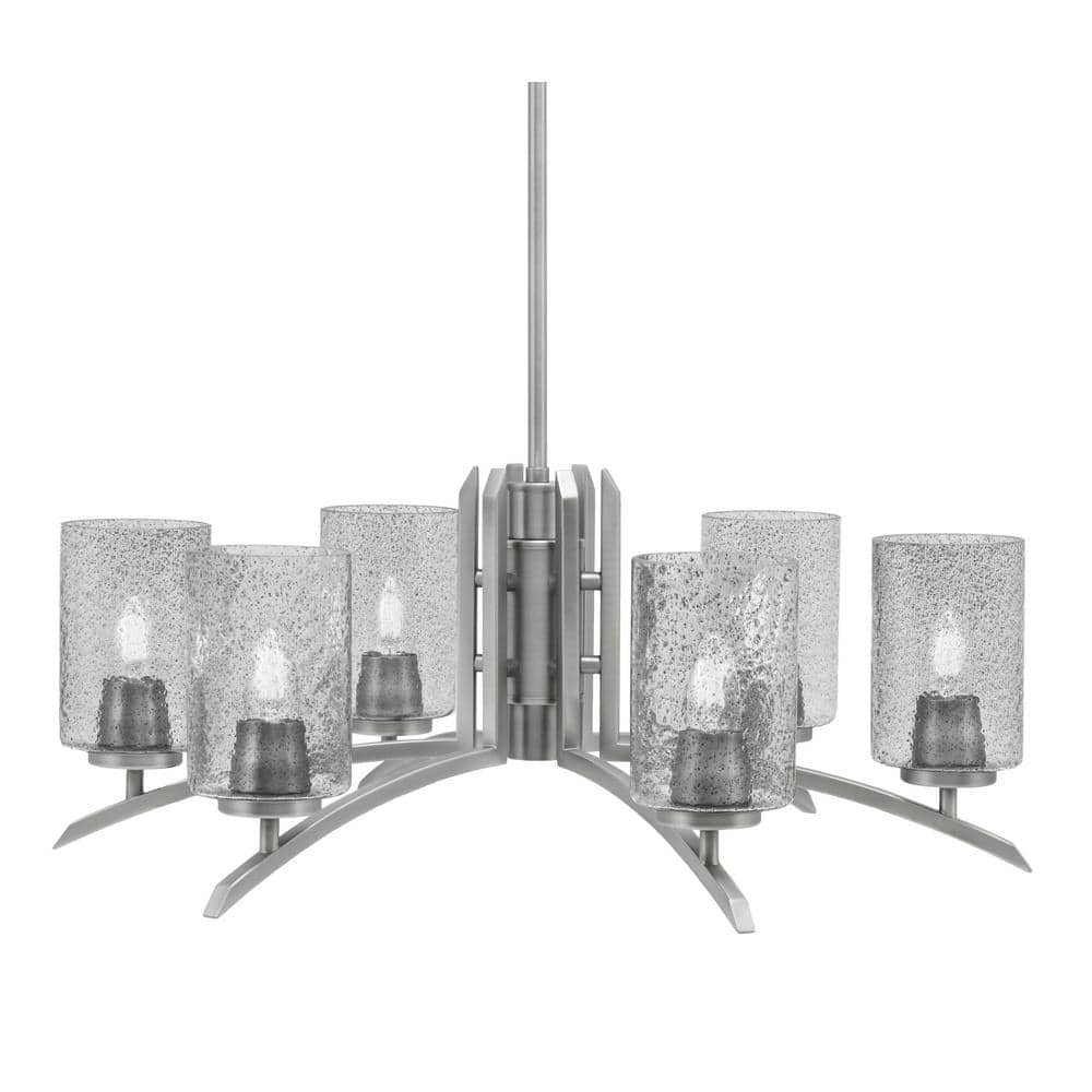 Siena 26 in. 6 Light Graphite Chandelier with Smoke Bubble Glass Shades