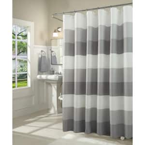 Ombre 72 in. Gray Waffle Weave Fabric Shower Curtain