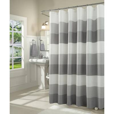 Gray Striped Shower Curtains, Grey And White Horizontal Stripe Shower Curtain