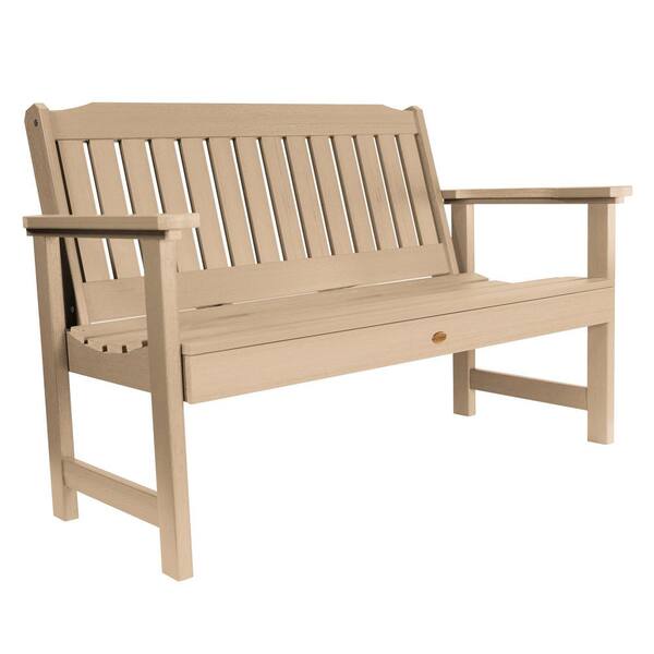 Highwood Lehigh 48 in. 2-Person Tuscan Taupe Recycled Plastic Outdoor Garden Bench