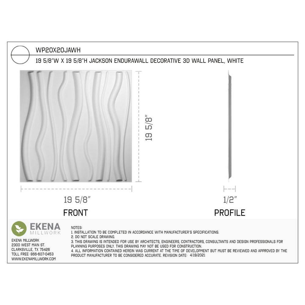 White Textured 3D PVC Wall Panels, 19.63" x 19.63", 50-Pack