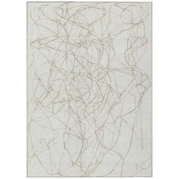 Chantille Machine Washable Indoor/Outdoor Abstract ACN2826 Ivory 9 ft. x 12 ft. Area Rug