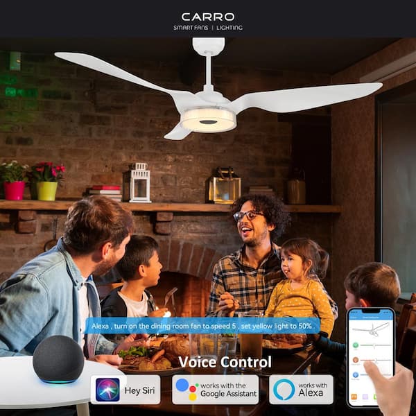 Finley 60 in. Dimmable LED Indoor White Smart Ceiling Fan, Light and Remote, Works with Alexa and Google Home