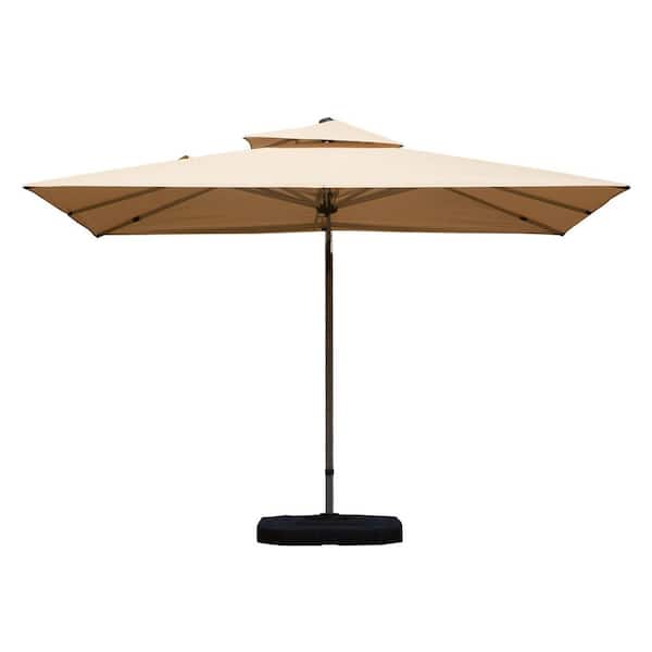 Zeus & Ruta 9 ft. x 11 ft. Rectangle Cantilever Patio Umbrella with Center Pole in Beige