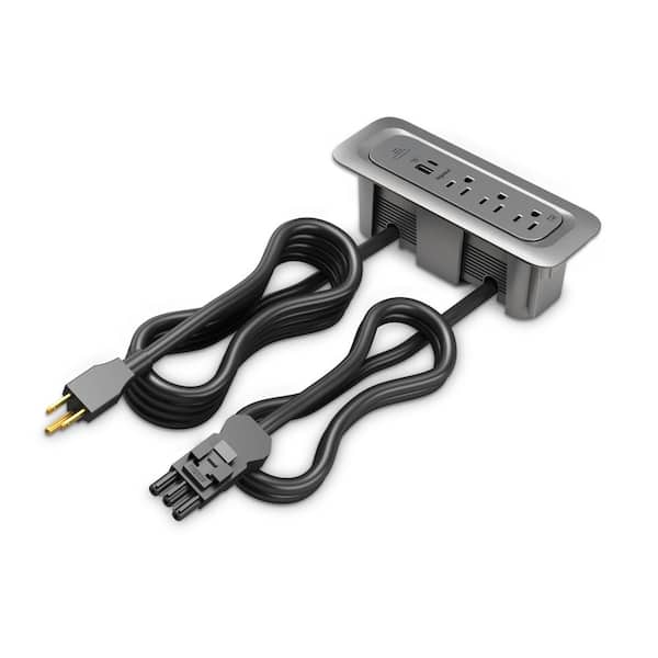 Legrand Wiremold ModPower Magnesium 3-Outlet Primary Unit Integrated Recessed Power Strip with USB A/C and 10 Ft. Cord