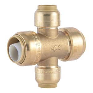 3/4 in. x 3/4 in. x 1/2 in. x 1/2 in. Push-to-Connect Brass Cross Tee Fitting