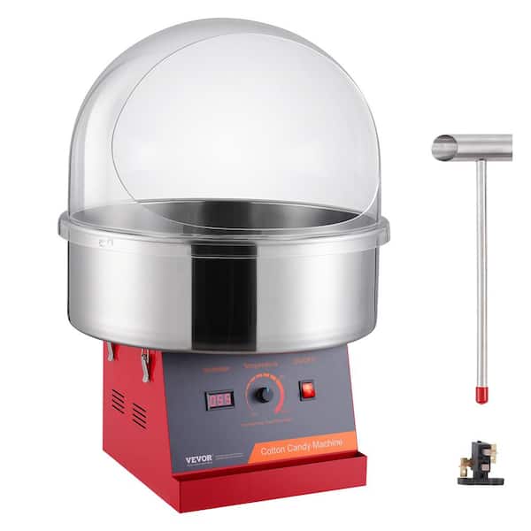 VEVOR Electric Cotton Candy Machine, 1000-Watt Candy Floss Maker, Commercial Cotton Candy Machine with Cover, Red