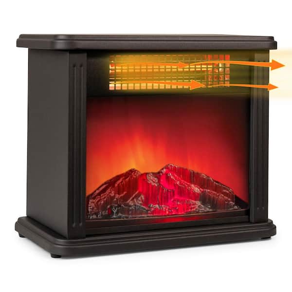 Comfort Zone 10 in. 2388 BTU Portable Mini Fireplace Electric Heater Furnace with Realistic 3D
