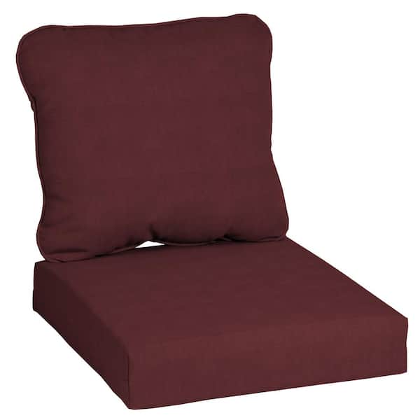 Hampton Bay 24 in. x 24 in. CushionGuard Plus Two Piece Deep Seating Outdoor Lounge Chair Cushion in Aubergine