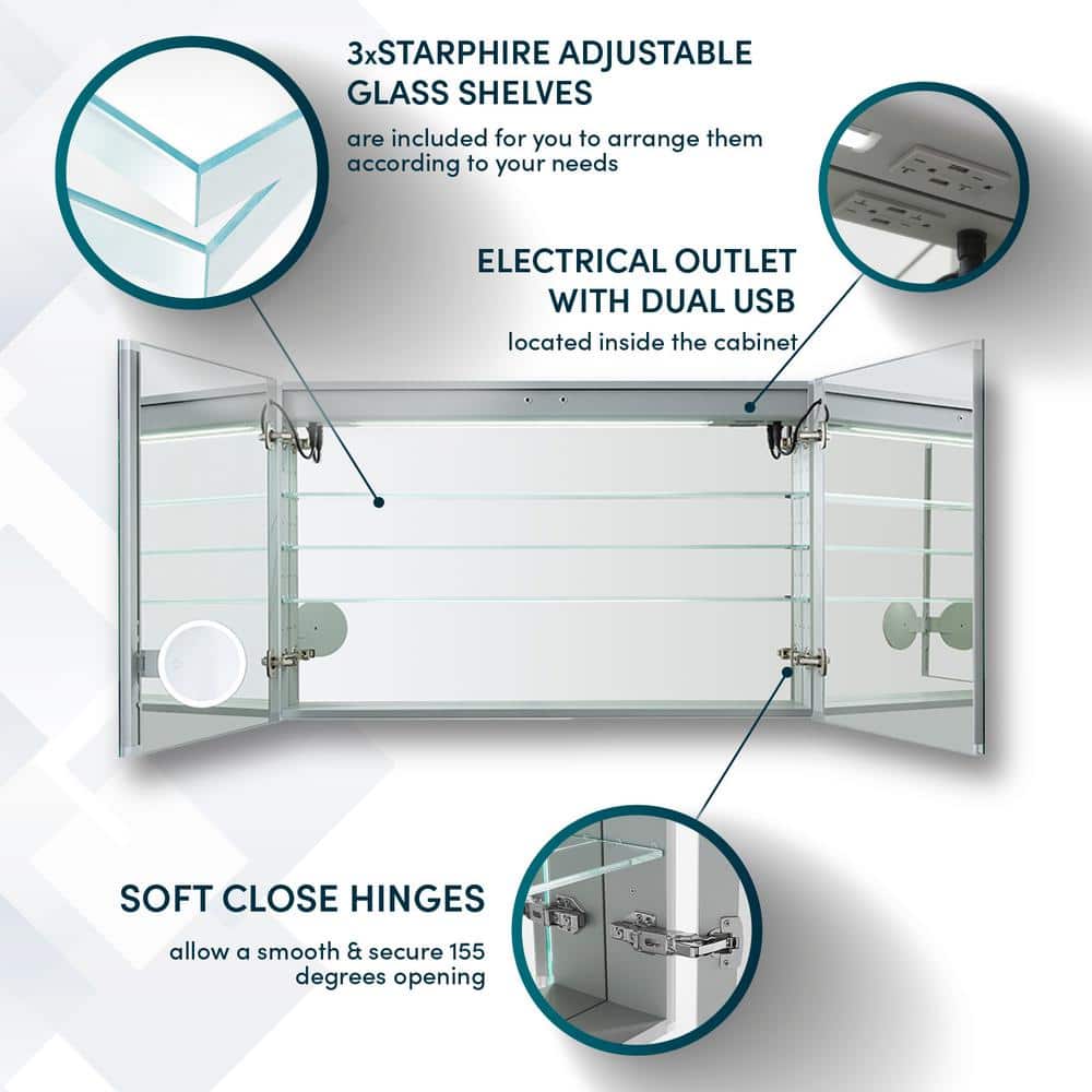 Signature Royale 48" x 36" LED Lighted Aluminum Medicine Cabinet