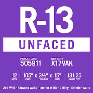 R-13 EcoBatt Unfaced Fiberglass Insulation Batt 15 in. x 105 in. x 3-1/2 in. (15-Bags)