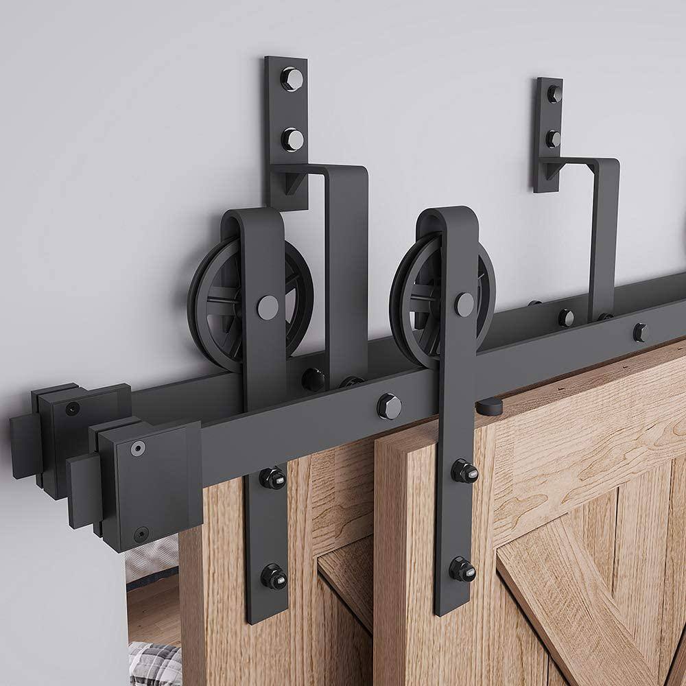 48 in. Black Steel Sliding Barn Door Hardware Kit