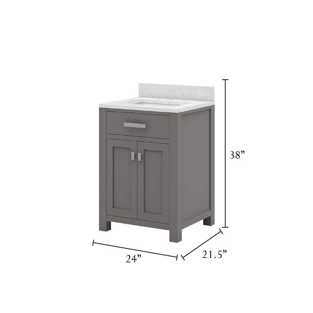 Madison 24" Cashmere Grey Marble Top Single Sink Vanity