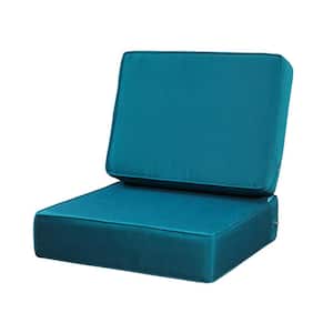 Outdoor Deep Seat Square Cushion Set 24x24" 18x24", Lounge Chair Loveseat Bench Cushions (Peacock)