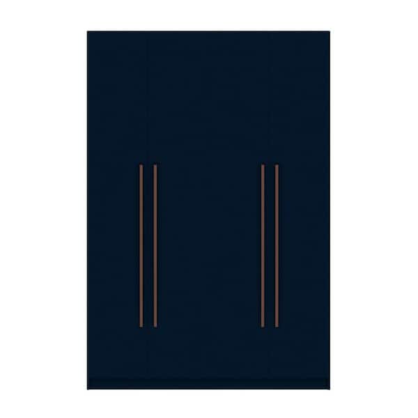 Manhattan Comfort Gramercy Tatiana Midnight Blue 2-Section Freestanding Wardrobe Armoire (81.3 in. H x 55.2 in. W x 22.76 in. D)