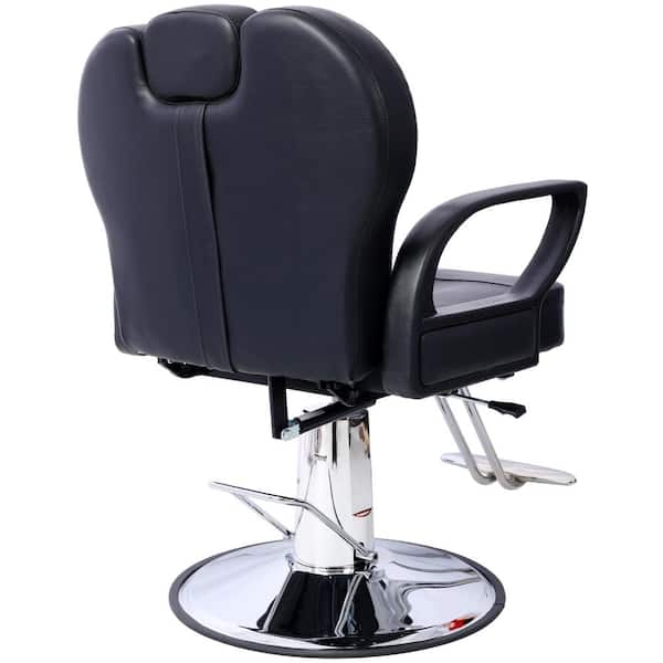 CSC DECOR INC Faux Leather Seat Reclining Salon Chair in Black