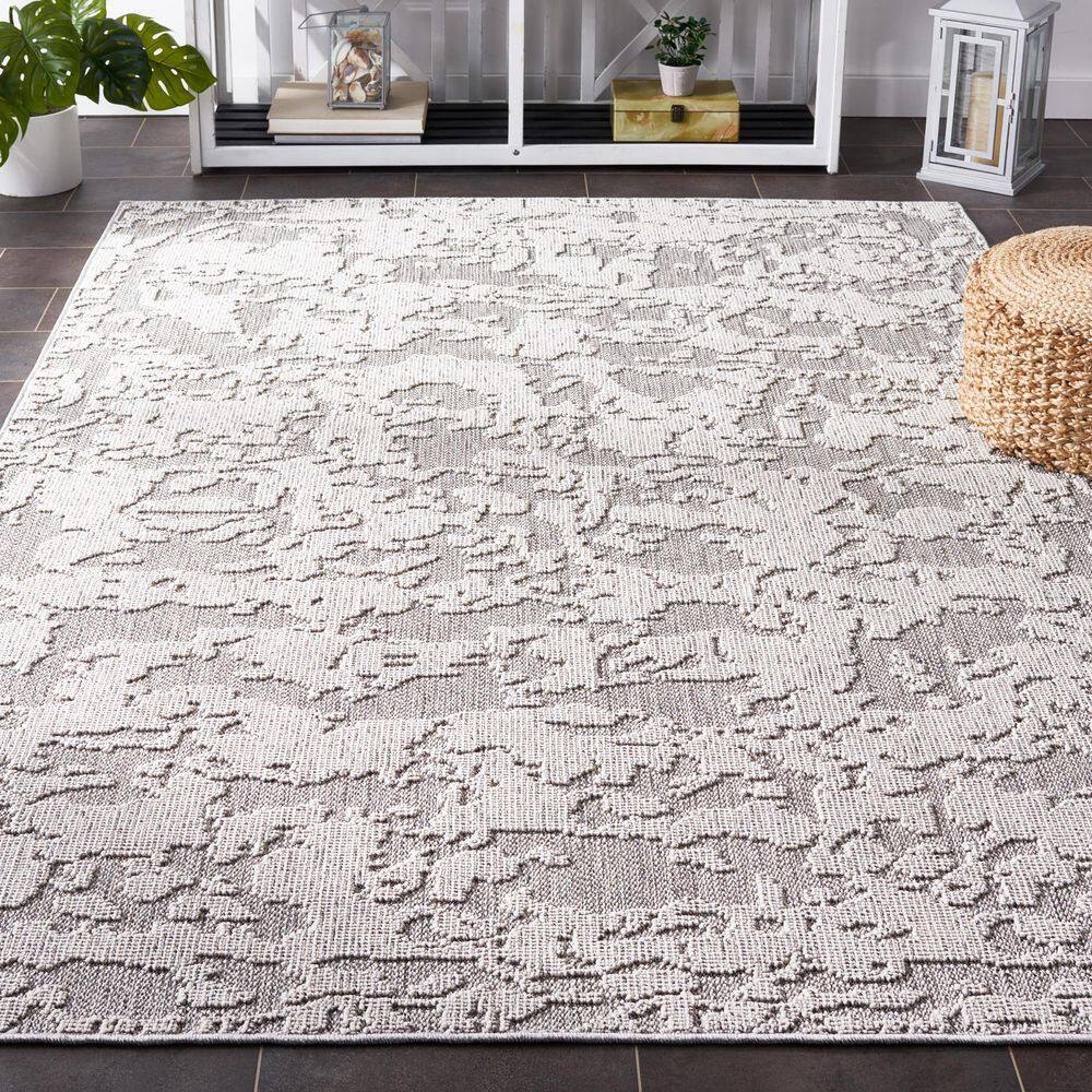 Elevate Boho-Chic 9' x 12' Gray/Light Gray Reversible Indoor/Outdoor Rug