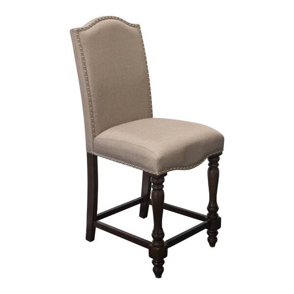 Best Master Furniture Boleslava 44 in. Full Back Walnut Wood Counter Height Stools (Set of 2)