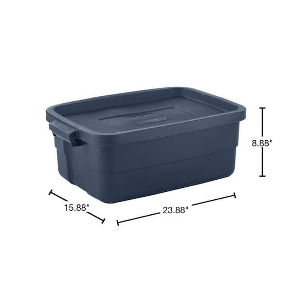 Rubbermaid Roughneck Tote 10 Gallon Storage Container, Heritage Blue (6  Pack)