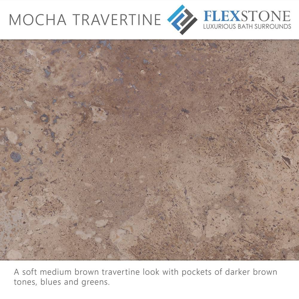 Mocha Travertine 80" High 3-Panel Alcove Shower Surround