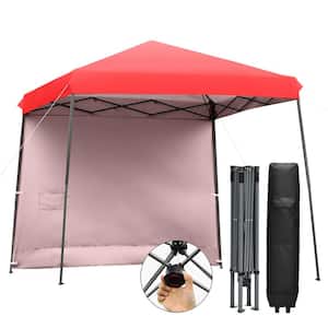 10 ft. L x 10 ft. L Pop Up Tent Slant Leg Canopy W/Detachable Side Wall Red