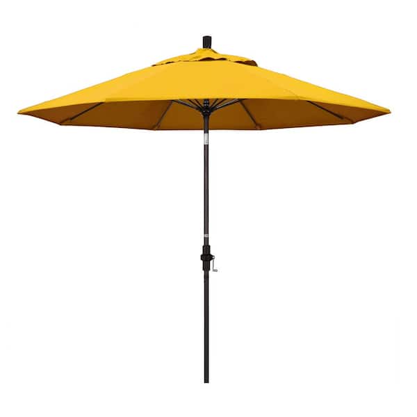 California Umbrella 9 ft. Fiberglass Collar Tilt Patio Umbrella in Yellow Pacifica