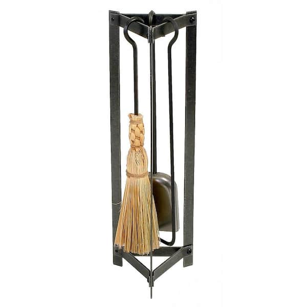 Handcrafted 3-Piece Triangle Fireplace Tool Set Hammered Steel