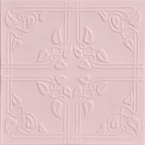A La Maison Ceilings Ivy Leaves Powder Blush 1.6 ft. x 1.6 ft. Decorative Foam Glue Up Ceiling Tile (21.6 sq. ft./case)