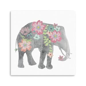 Victoria Floral Elephant by Carol Robinson 1-Piece Giclee Unframed Animal Art Print 20 in. x 20 in.
